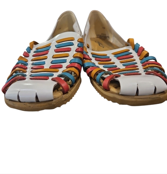 ComfortView SZ 11W Multicolor Leather Huarache Closed Toe Slip On Flat - Picture 2 of 8